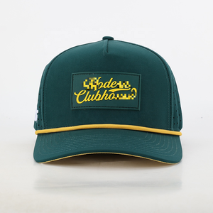 Casquettes de sport à 6 panneaux avec patch en silicone, casquette de golf en polyester de haute qualité, casquettes de baseball avec cordon, bouton à image découpée au laser personnalisé - Product Image 2