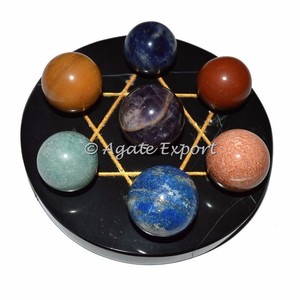 Siete Chakra bola de la Estrella de David de cuarzo rosa Base - Product Image 6