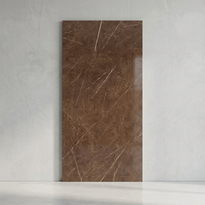 กระเบื้องปูพื้นและผนังลายหินอ่อนสีน้ำตาลเข้ม Marquina Brown ขนาด 800x1600 มม. ผิวมันเงา กันลื่น หนา 10 มม. - Product Image 1
