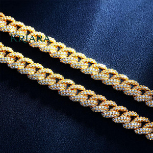 Collar de Cadena de Eslabones de Plata S925 con Baño de Rodio y Moissanita para Hombre, Corte Brillante Redondo, Micro Pavé, Joyería de Destaque para Uso Diario - Product Image 1