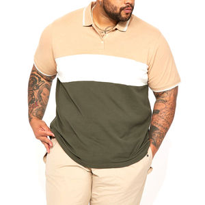 Camiseta polo para hombre con bloques de color beige, verde oliva y blanco, manga corta, transpirable, de algodón, con logo personalizado, ropa casual, suministro al por mayor. - Product Image 2