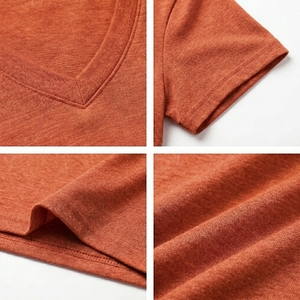 Camiseta Moderna para Mujer con Cuello en V, Corte Regular, Algodón Suave, Estilo Casual para Uso Diario, Secado Rápido y Transpirable - Product Image 6