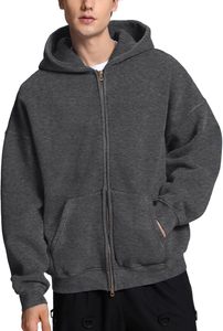 Sudadera con capucha de algodón para hombre con cremallera, peso pesado de 500 gramos, logotipo personalizado, lavado ácido, lavado enzimático, transpirable - Product Image 2