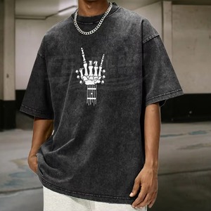 Camiseta de manga larga oversize para hombre con estampado de guitarra y esqueleto estilo rock and roll, logotipo personalizado, de algodón y fibra de bambú, color liso, de secado rápido - Product Image 5