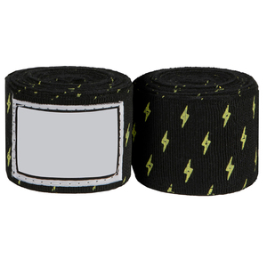 Soporte de Muñeca Unisex Negro con Patrón de Rayos Amarillos, Transpirable, con Cierre de Gancho y Bucle para Levantamiento de Pesas, Moderno - Product Image 1