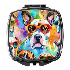 Espejo de maquillaje de viaje decorativo compacto para mujer, Hippie Dawg bóxer, diseño de mano plegable, regalo de bolsillo para niñas - Product Image 1