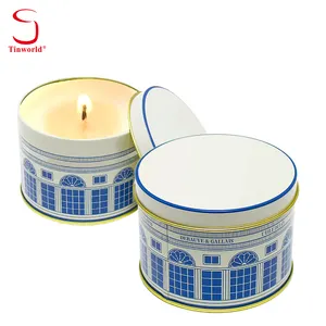 Wholesale Custom Tinplate Storage Container Round Metal Box/Jar White Coffee Candle Tin Can For Candles With Lid