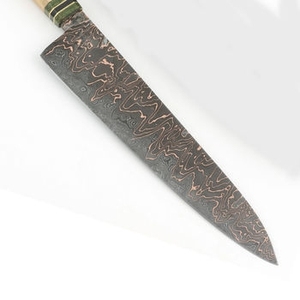 Cuchillo de Cocina de Alta Calidad Hecho a Mano en Cobre Damasco con Mango de Madera Compacto para Pelar Frutas y Trabajos Detallados en la Cocina. - Product Image 3