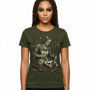 Camiseta Gráfica de Estilo Vintage para Mujer, con Estampado de Calavera y Corazón Gótico, de Algodón Negro, Ropa Urbana Retro Personalizada - Product Image 6