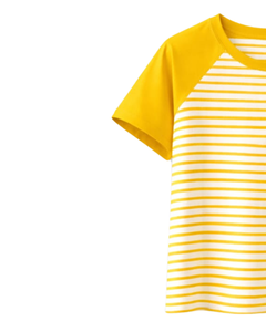 Custom Yellow <b>White</b> Striped Raglan T Shirt Cotton Summer Casual Wear Tee Contrast Sleeve Round Neck OEM Supplier Manufacturer - Product Image 3