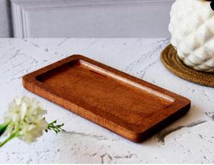 Bandeja de Almacenamiento Multifuncional Rectangular de Madera de Mango, Acabado Pulido, Diseño Minimalista, Vajilla de Cocina de un Solo Nivel, Apta para Lavavajillas - Product Image 1