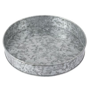 Bandeja Redonda de Metal Galvanizado Estilo Rústico, Plato Decorativo para Mesa, Hecho a Mano, Decoración Interior y Exterior en Oferta - Product Image 1