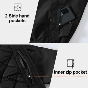 Chaqueta Bomber Negra para Hombre, Color Sólido, Cuello Alto, Sin Cierre, Corte Regular, Estilo Casual, Impermeable, Reversible, Material de Poliéster - Product Image 6