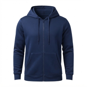 Sudadera con Capucha para Hombre, Tallas Grandes, 100% Algodón, Cierre Completo, Color Sólido, Logotipo Bordado en 3D, Transpirable, Ropa Deportiva Informal - Product Image 4