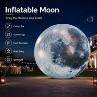 Ballon gonflable géant suspendu personnalisé en forme de lune avec lumières LED, étanche et facile à installer pour la décoration d'événements festifs