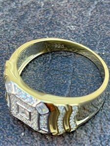 <b>Mens</b> Hip Hop <b>Ring</b> Iced Micro pave Baguette <b>Ring</b> 14k Gold Over Sterling Silver Moissanite <b>Ring</b> Bling Luxury Luxury - Product Image 5