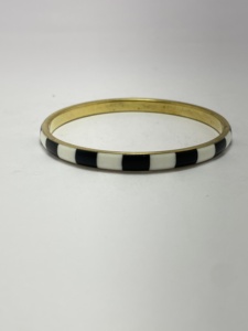 Vintage Bone and Brass And Resin Cuff <b>Bangle</b> <b>Bracelet</b> with Black White Stone Handmade Ethnic Jewelry for Women - Product Image 5