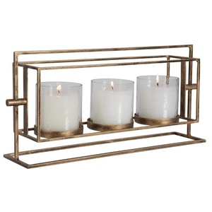 Modern Linear Metal Candle Holder Black Wavy 5-Light Candelabra Long Dining <b>Table</b> Centerpiece with Frosted <b>White</b> Glass Votive - Product Image 5
