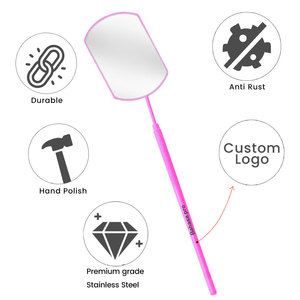 Herramientas de Injerto en Forma Cuadrada Rosa, Espejo de Acero Inoxidable para Extensión de Pestañas con Etiquetado Personalizado en Bahasa Pro - Product Image 2