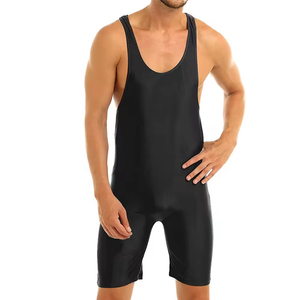 Combinaison de lutte verte pour homme, ajustée, en spandex et nylon, vêtement de sport de combat une pièce - Product Image 3