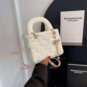 New Women's Handbags Women's High-grade Diamond Embroidery Pearl Portable Bucket Bag Single Shoulder Messenger Bag - Product Image 2