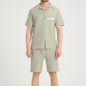 Ensembles Courts pour Hommes Vêtements Décontractés Été Homme Ensemble 2 Pièces Tenues de Sport pour Hommes Chemises et Shorts Ensembles Masculins Gym - Product Image 1