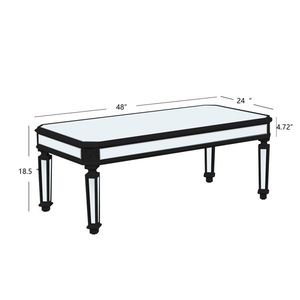 Tavolino da Caffè Moderno Fatto a Mano con Finitura a Specchio Argento, Piano in Vetro Rettangolare Intagliato in Legno Nero Vintage - Product Image 6