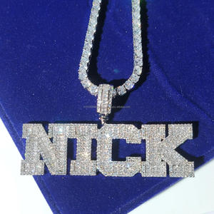 Luxury " Nick " <b>Name</b> Necklace Moissanite Diamond Pendant Hip Hop Tennis <b>Chain</b> Custom Jewelry Gift - Product Image 1
