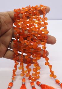 AAA Natural Carnelian Faceted Pear Shape Briolette 5x7-6x8MM Carnelian Beads 8 Inch Faceted Carnelian Pear Beads Strands Bulk - Product Image 4