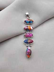 Colgante de Turquesa Ostra Espinosa, Joyería de Plata de Ley 925 para Mujer, Collar de Piedra Preciosa Natural, Regalo Elegante - Product Image 2