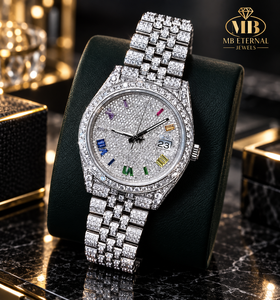 MB ETERNAL JEWELS นาฬิกาเพชรหรูหรา 40 มม. สแตนเลสสตีล อะนาล็อก ควอตซ์ สำหรับผู้ชาย ตัวเรือนทรงกลม สายแบบ Deployment Clasp - Product Image 3