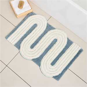 100% Cotton Tufted Anti-Slip Eco-Friendly Geometric Pattern Bath Mat & <b>Rug</b> | Soft Absorbent <b>Washable</b> - Product Image 2