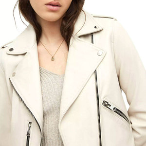 Chaqueta de Motocicleta para Mujer MAKUM INTERNATIONAL, de Piel de Cordero Roja, Transpirable, Gruesa, con Cuello Camisero y Cierre de Cremallera - Product Image 5