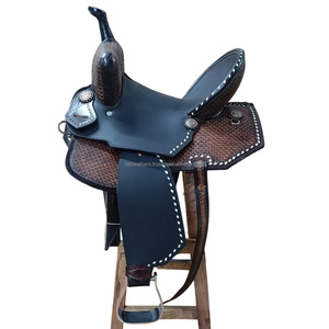 Selle de cheval de course Western Barrel exclusive de haute qualité en cuir véritable avec selle respirante confortable incurvée à la main - Product Image 4