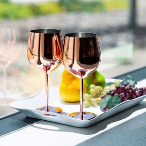 Unbreakable Rose 500ml Mirror Polished 304 Stainless Steel <b>Goblet</b> Bar Drinkware Stemmed Metal <b>Wine</b> Glass for Party Restaurant - Product Image 1