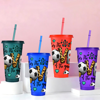 Gobelet en plastique PP réutilisable de 24 oz avec couvercles et pailles, personnalisé pour les fêtes, écologique, sans BPA, de qualité alimentaire, avec paillettes, vente en gros