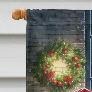 Grand Keeshond multicolore Père Noël Maison Drapeau Porche Manchon Pôle Décoratif Cour Bannière Oeuvre Polyester Tenture Murale - Product Image 3