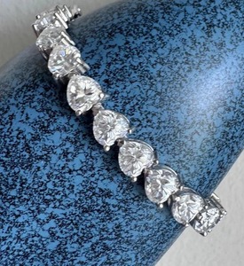 Corazón Moissanite Tennis Bracelet Vvs1 Moissanite Heart Shape Bracelet 925 Sterling Silver Pulsera personalizada - Product Image 2
