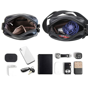 Bolso bandolera de cuero negro pequeño con cierre de cremallera, bolso de hombro tipo bandolera para hombres y mujeres, uso diario, para todas las estaciones, ligero - Product Image 4