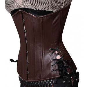 Women's Goth <b>Punk</b> Plus-Size Zipper Leather Lace Corset Shapewear Hip Enhancer Latex Waist Trainer Satin Fabric Seamless Quick - Product Image 4