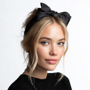 Serre-tête en satin avec nœud, couleur unie, tendance, léger, décontracté, pour femmes - Product Image 4