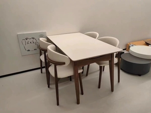 Solid Modern <b>Dining</b> <b>Table</b> Set Sintered Stone Top Eco-Friendly <b>Extendable</b> Design 6 Back Chairs for <b>Dining</b> Room Hotel Apartment - Product Image 3