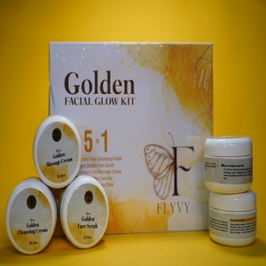 Kit Facial Golden Glow 5 en 1, Set Facial Iluminador, Limpiador, Exfoliante, Crema Facial, Sérum, Brillo Instantáneo, Producto para el Cuidado de la Piel - Product Image 4