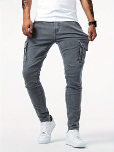 Ropa Exterior Cómoda y Duradera, Ropa de Uso Diario a la Moda, Jeans Cargo Azules para Hombre, Cálidos, Resistentes al Viento, de Alta Calidad, con Múltiples Bolsillos, Estilo Urbano - Product Image 6