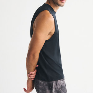 Débardeur noir sans manches pour homme, col rond, couleur unie, respirant, tricoté, décontracté, pour la salle de sport, la remise en forme et l'entraînement - Product Image 4
