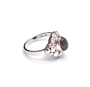 Designer Blue Fire <b>Labradorite</b> Silver 925 <b>Ring</b> Oval Shape Gemstone Elegant Smooth Band Modern Stylish Look - Product Image 3