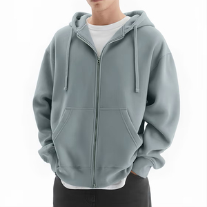 Sudadera con capucha y cremallera de gran tamaño para hombre, estilo urbano, de algodón grueso, para invierno - Product Image 1