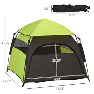 Tenda da Campeggio Portatile Verde Extra Large per Cani con Borsa per il Trasporto, per Spiaggia, Giardino o Uso Domestico - Product Image 3