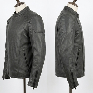 Men Custom Genuine Cowhide Leather <b>Jacket</b> Wholesale Distressed <b>Grey</b> Slim Fit Motorcycle Rider Biker Coat Outerwear Manufacturer - Product Image 4