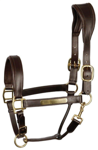 Cabestro de cuero de lujo para caballo con corona ajustable y cierre de garganta de Divine International - Product Image 2